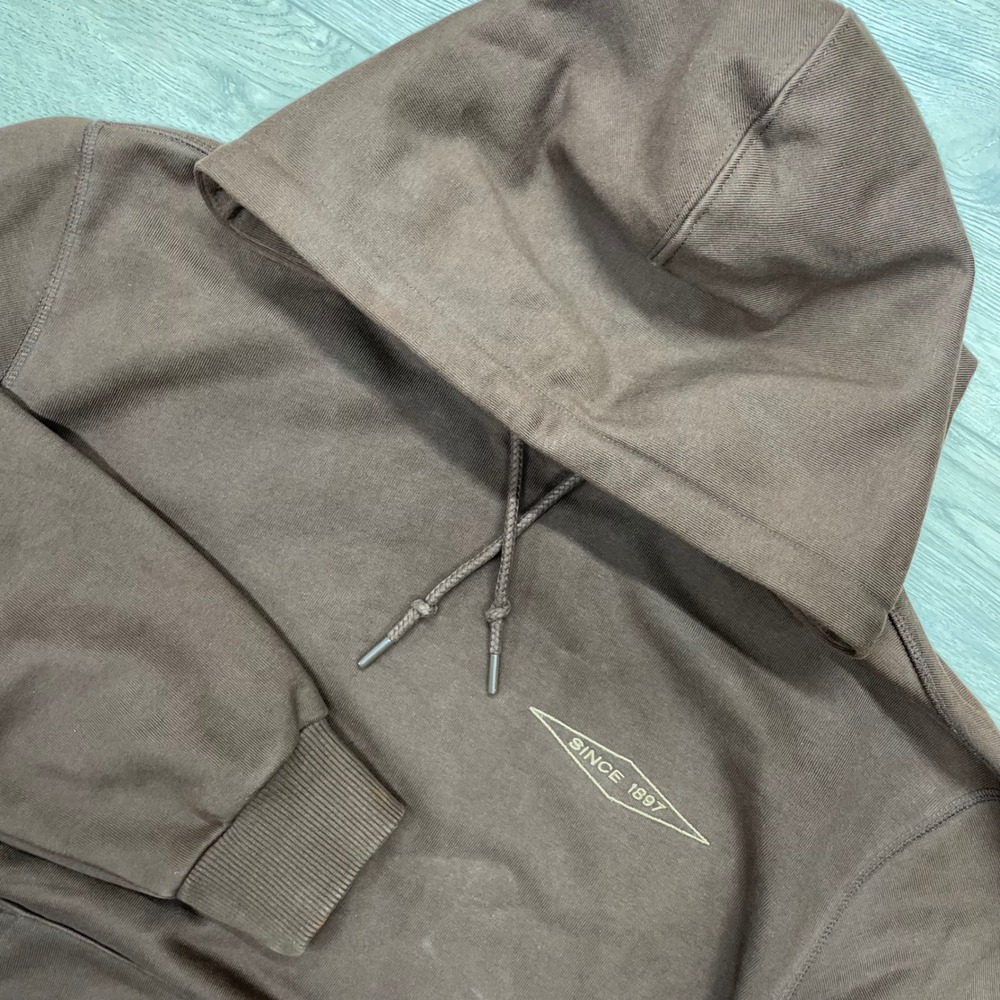 Filson Hoodie Mens Medium Brown Embroidered Prospector Pullover Since 1897